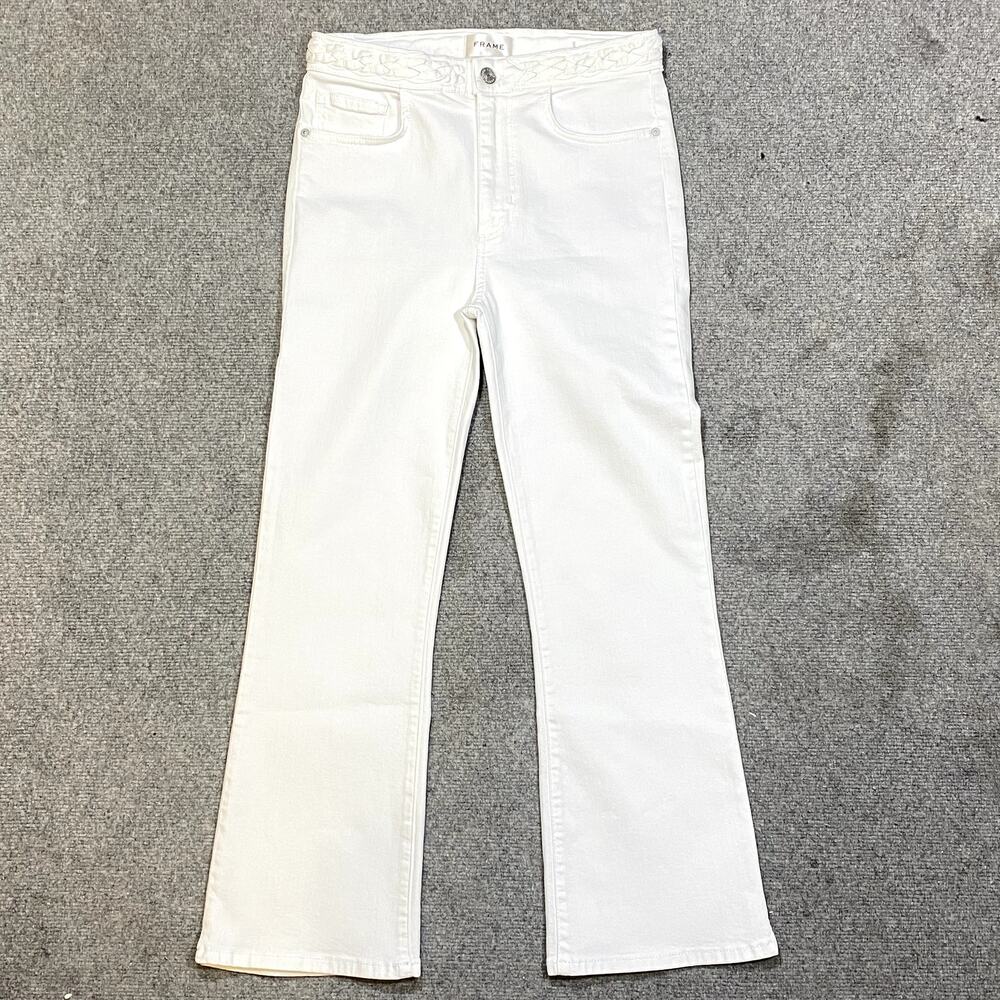 FRAME Le Crop Mini Boot White Jeans Womens 27 Stretch Denim Cropped Pants